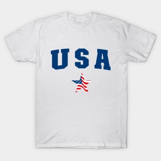 USA Star United States of America with the flag in star shaped T-Shirt